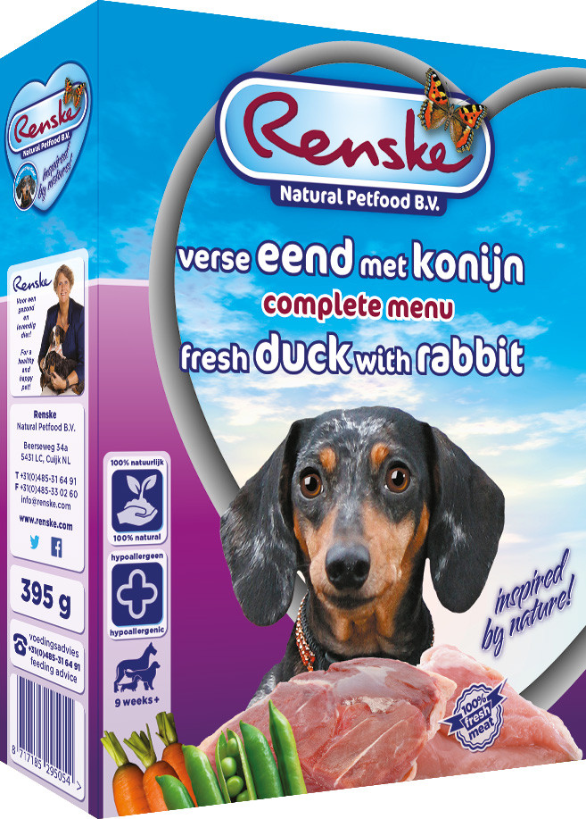 Renske Vers hondenvoer eend & konijn 395 gr