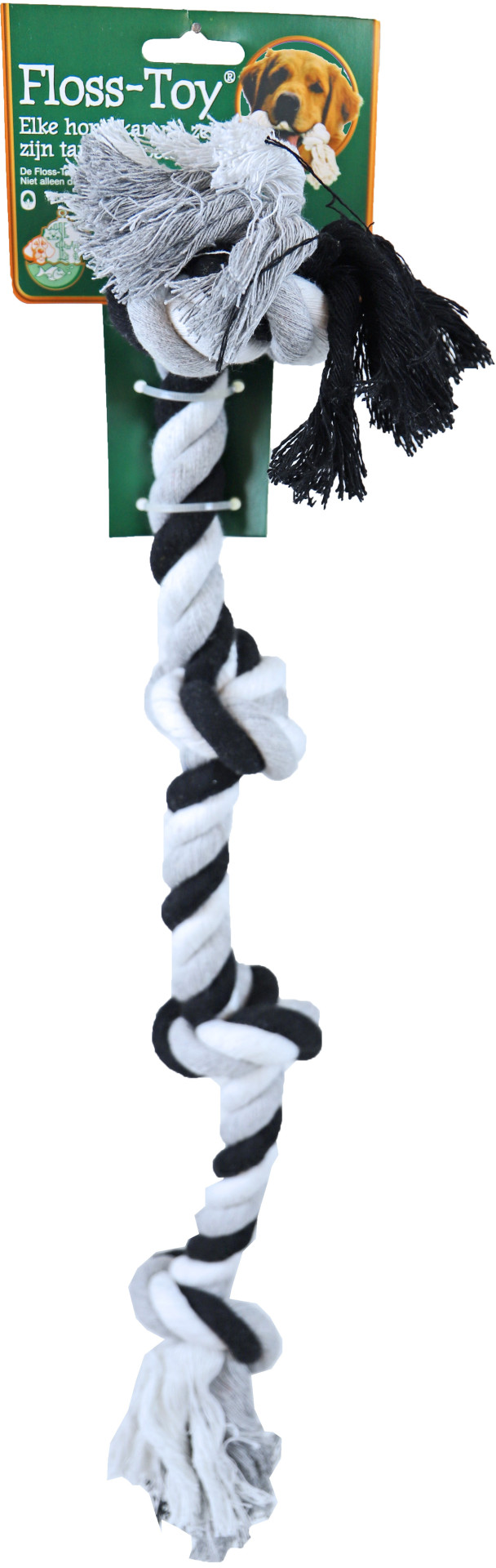 Floss-Toy 4-knoop zwart/wit