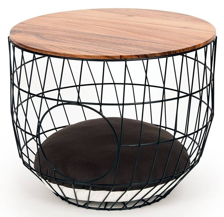 51 Degrees North wire Cat Table with cushion black