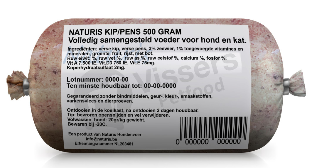 Worden fossiel Hulpeloosheid Naturis Vers Vlees voeding Kip/Pens 500 gr | De Boer Dier & Ruiter