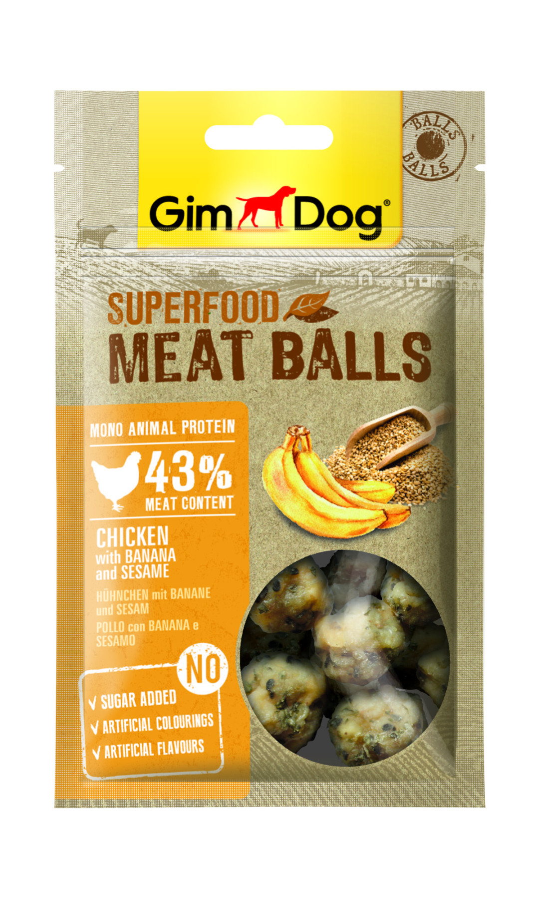 GimDog Superfood Meat Balls kip met banaan en sesam 70 gr