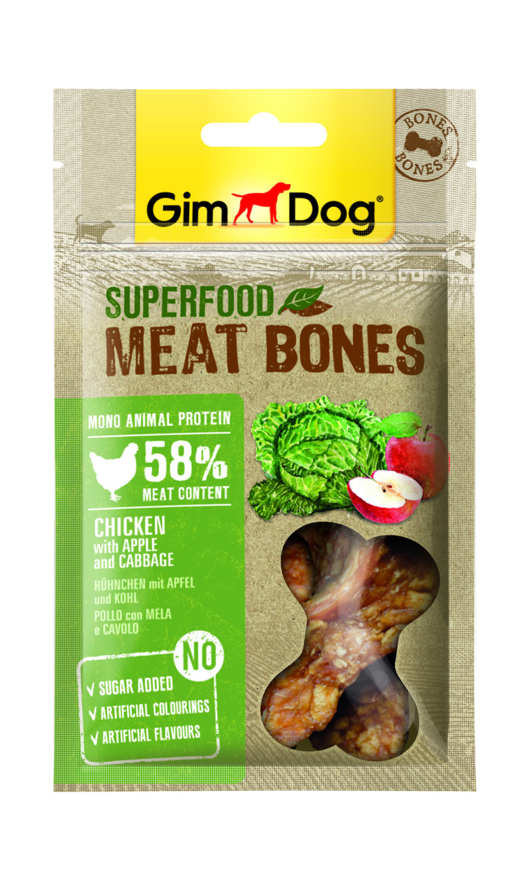 GimDog Superfood Meat Bones kip met appel en kool 70 gr