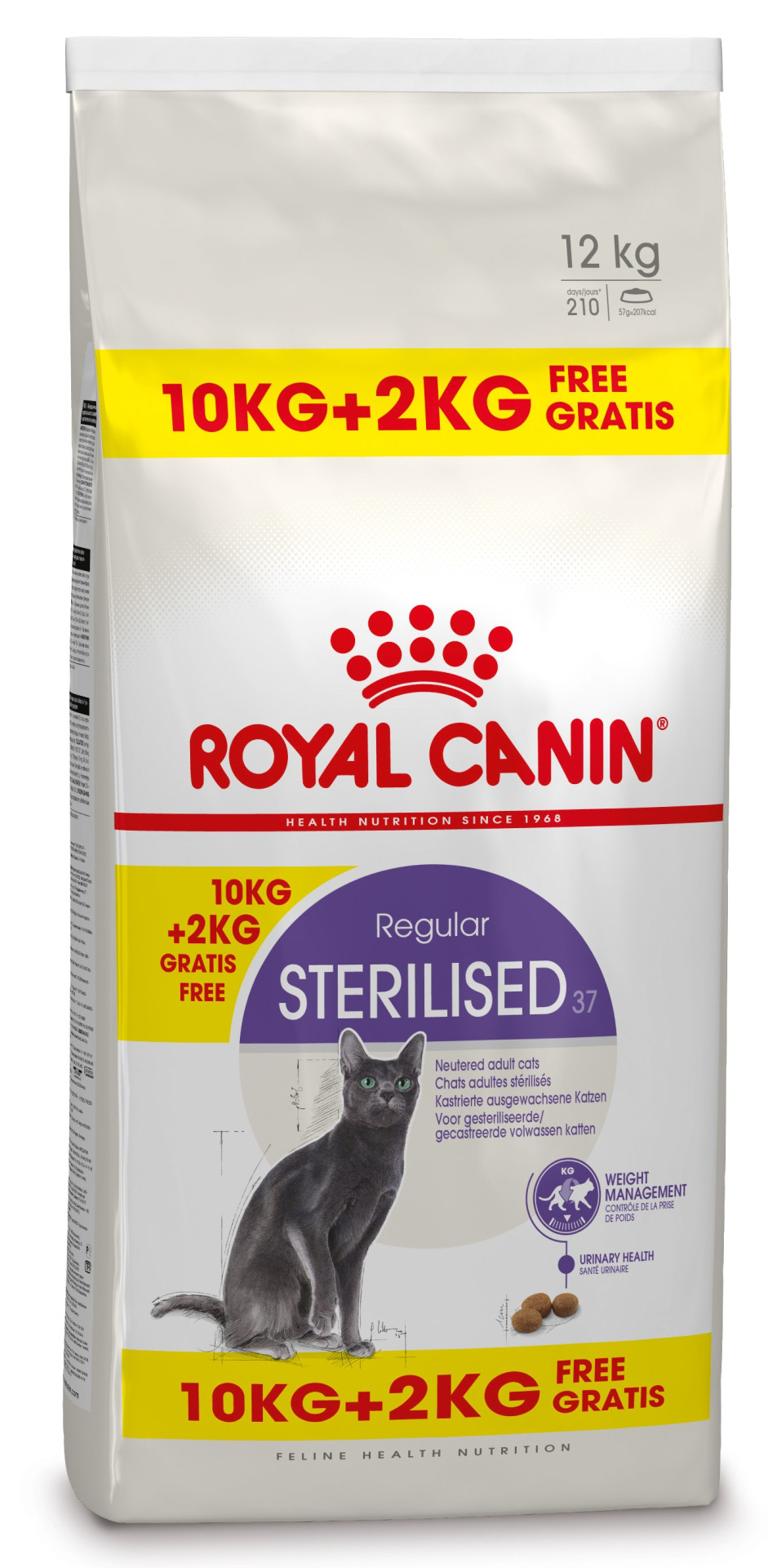 hoop heks kop 10 + 2 kg Royal Canin kattenvoer Sterilised 37 | Hoodie Dier XL