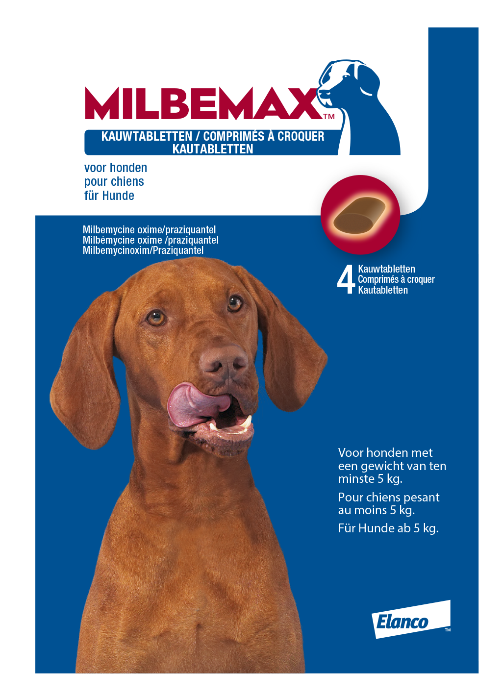 Milbemax kauwtablet hond > 5 kg 4 st