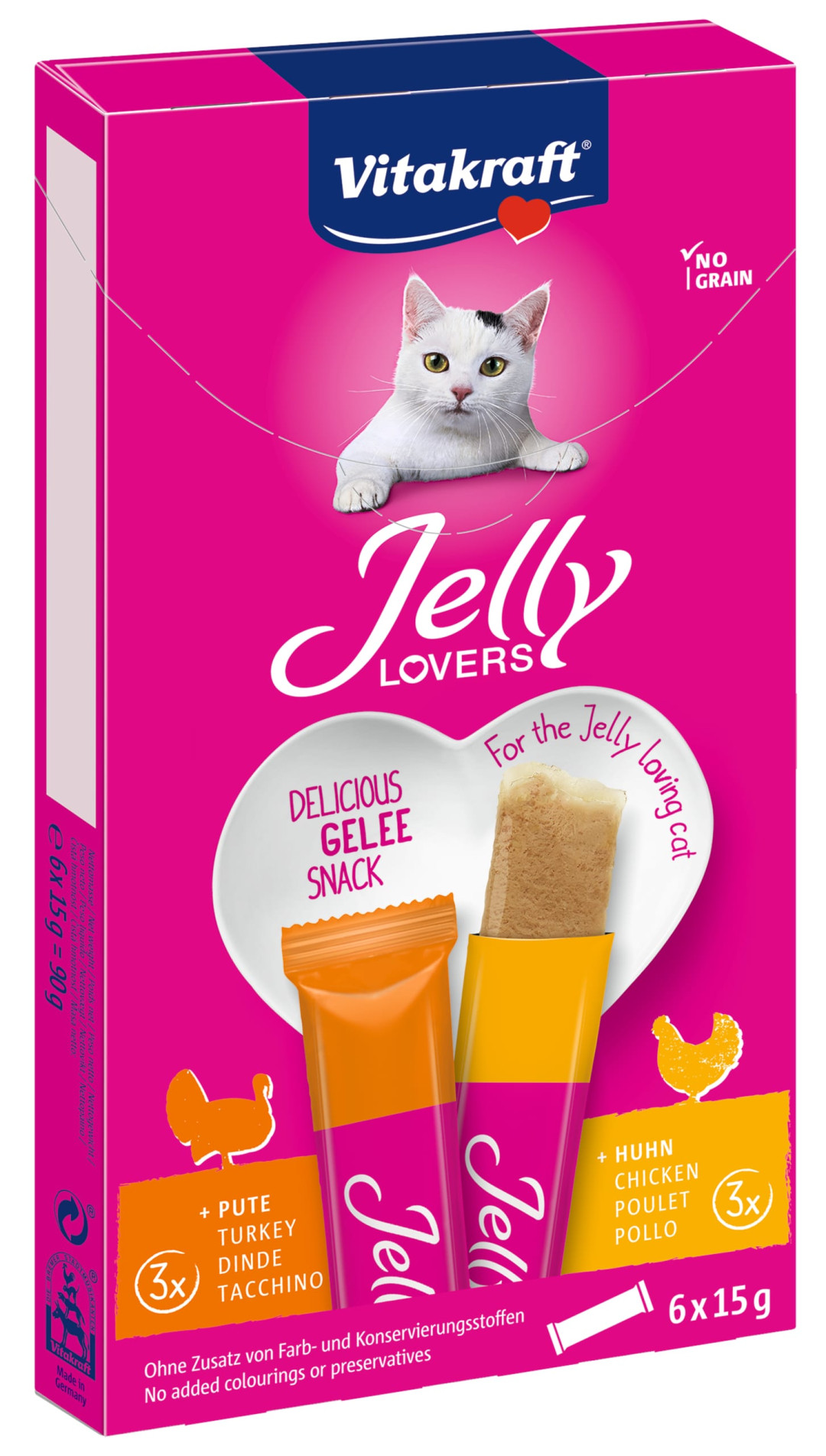Vitakraft kattensnack Jelly Lovers Kip/Kalkoen 6 x 15 gr